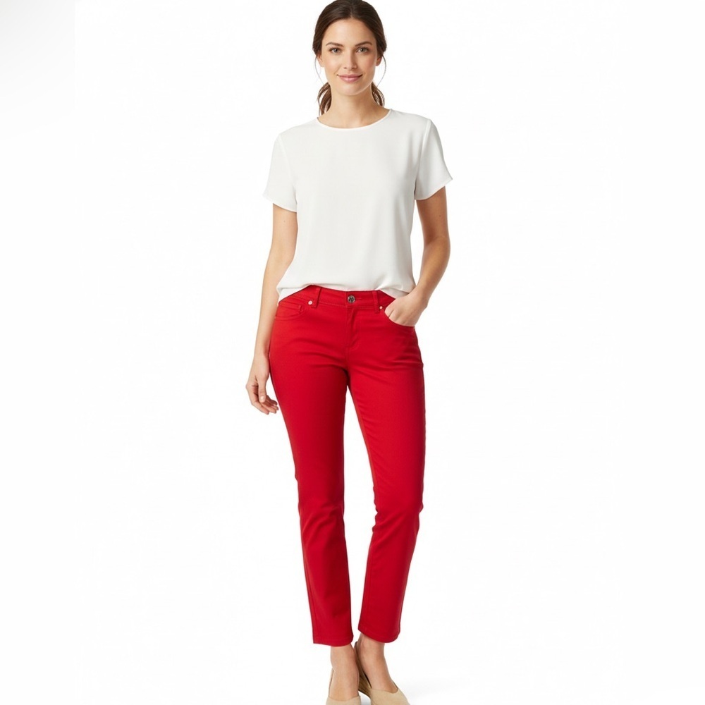 Ralph Lauren Woman’s Classic Red Slim Straight Mid Rise Chinos, Size 6